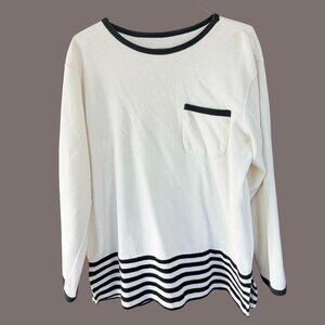 Cream Navy Stripe Knit Sweater Nautical Preppy Plus Size 1X 2X